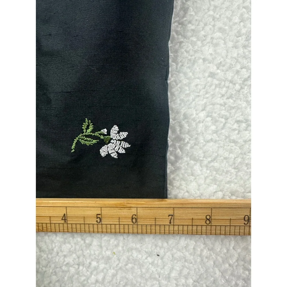 Petite Sophisticate Embroidered Floral Silk Pants Size 4 Black Dressy Career